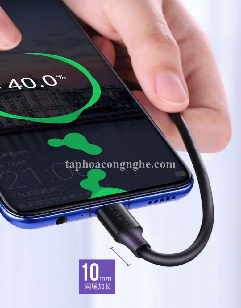 Ugreen 60223 3M micro usb 2.0 màu Trắng Cáp hỗ trợ sạc nhanh và truyền dữ liệu US289 30060223